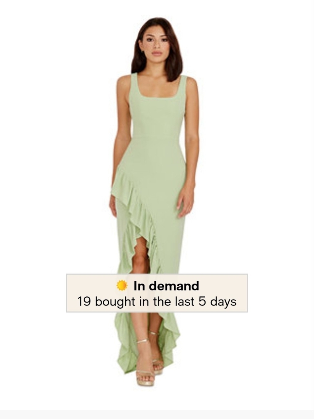 Dress the Population Mint Green Sleeveless High-Low Ruffle Dress - Women